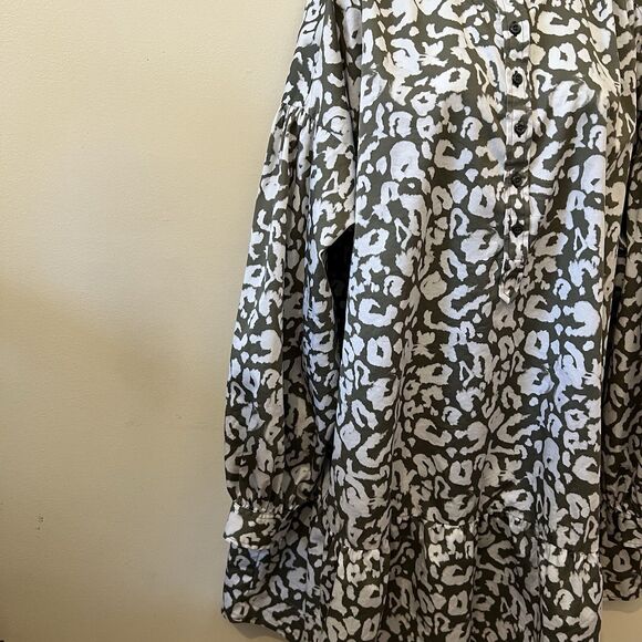 Elizabeth and James Olive Leopard Poplin Dress XL - Picture 4 of 15